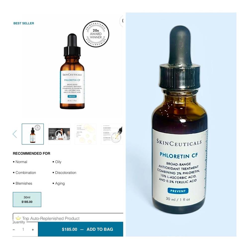 SkinCeuticals Phloretin CF Vitamin C Antioxidant Serum (30 ml). MSRP$185!